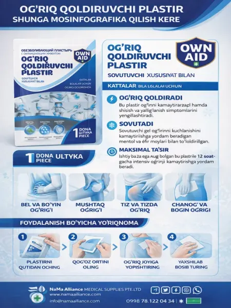 OWN AID Обезболивающий пластырь с охлаждающим эффектом, 1 шт