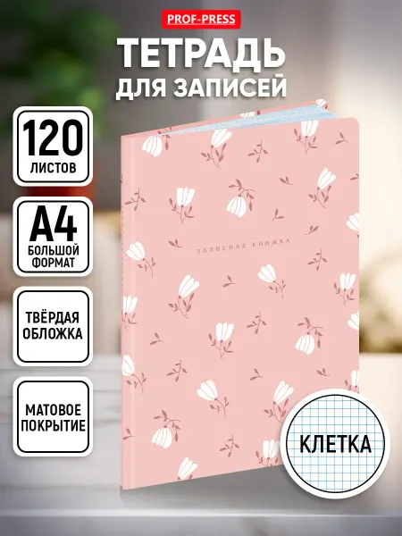 Prof-Press Тетрадь А4 в клетку 120 листов в твердой обложке