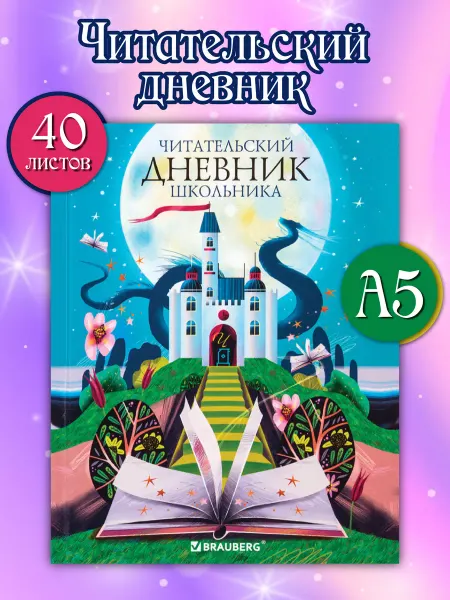 Brauberg Читательский дневник школьника в твердой обложке 40 листов