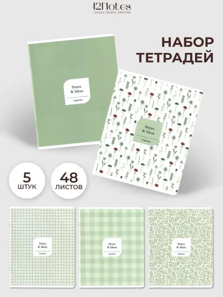 NOXSI Общая тетрадь 48 листов в клетку 5 штук