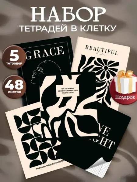 ШКОЛЬНЫЙ МИР Тетрадь 48 листов в клетку общая 5 штук