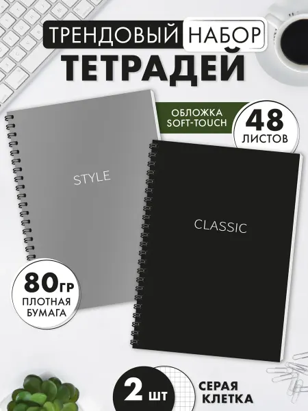 ШКОЛЬНЫЙ МИР Тетрадь 48 листов в клетку на пружине 2 штуки
