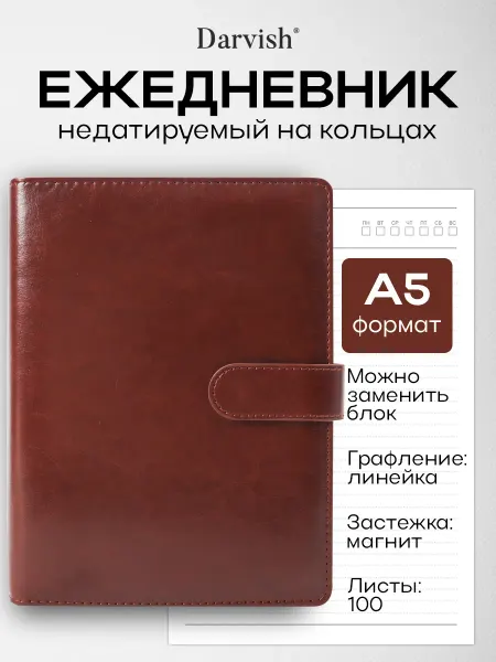 Darvish TM Ежедневник недатированный на кольцах со сменным блоком