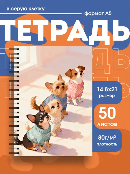 Бумажный гусь Тетрадь в клетку собачки