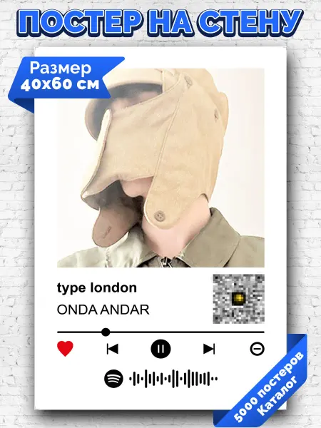 Arthata-spotify постер Спотифай постер Спотифай плакат ONDA ANDAR - type london 40х60