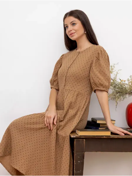 Cher-Neva Платье летнее легкое муслиновое в горох
