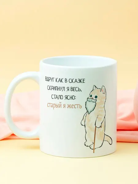 Котики вперед Кружка котик "Старый я жесть"