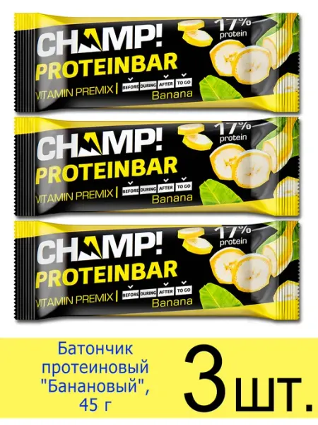 ЛЕОВИТ Батончик протеиновый Protein Bar CHAMP «Банановый» 45 г