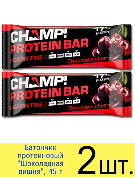 ЛЕОВИТ Батончик протеиновый Protein Bar CHAMP Шоколадная вишня, 45г