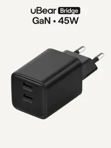 Сетевое зарядное устройство uBear Bridge USB-Cx2 45 Вт GaN