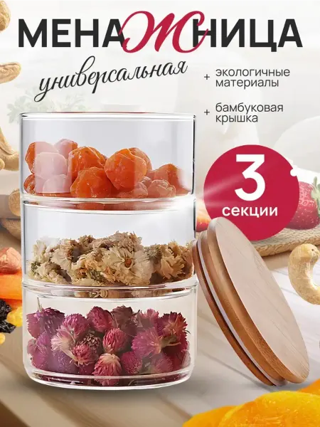 Менажница с крышкой стеклянная для конфет