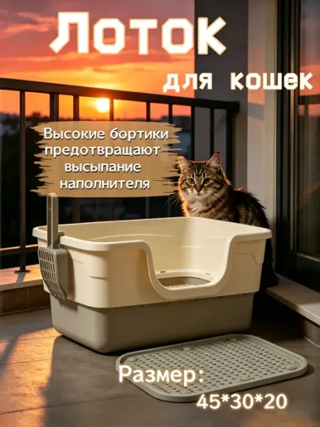 IKEA Туалет-лоток для кошек с высоким бортиком 45 см XL