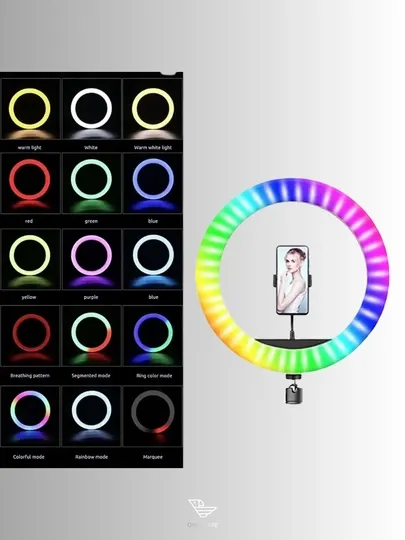 Кольцевая RGB LED лампа MJ18 45 см без штатива