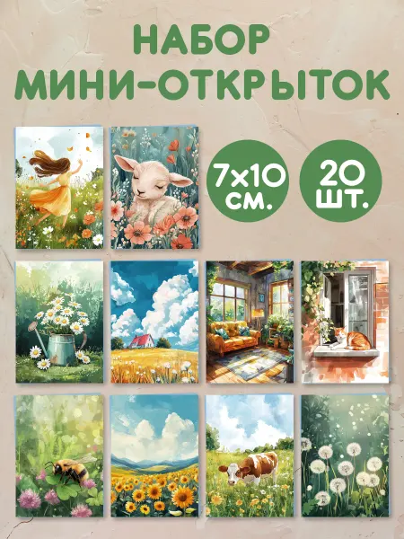Читаем с Никой Мини-открытки "Лето" (20 шт.)