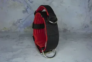Ошейник с ручкой TESLA COLLAR 6см чёрный с красным подкладом 45-55см
