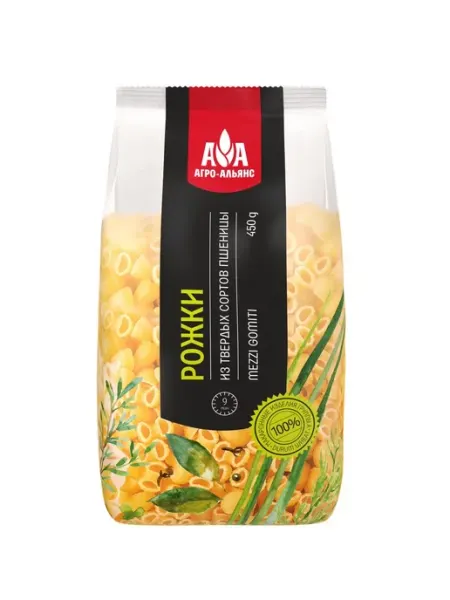 Агро-Альянс Макаронные изделия гр А Рожки 450 г