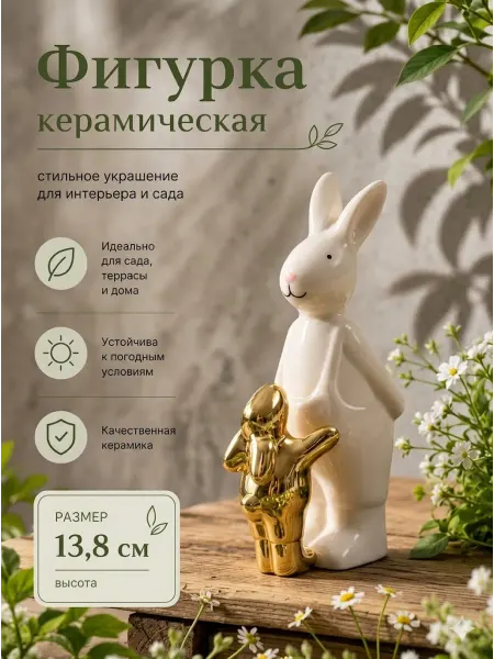 Сималенд Фигурка керамическая заяц с зайчонком