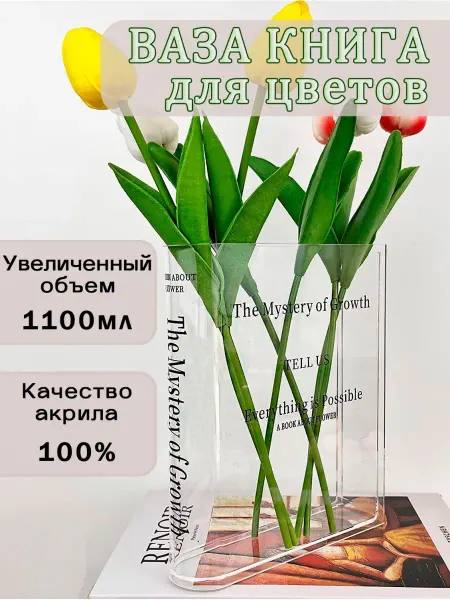 Dr Home Ваза книга для цветов прозрачная