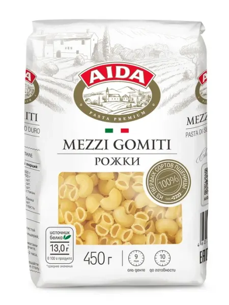 AIDA Макаронные изделия Mezzi Gomiti Рожки 450г