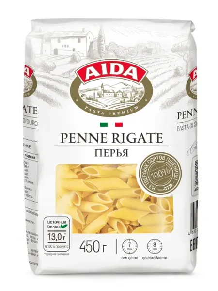 AIDA Макаронные изделия Penne Rigate Перья 450г