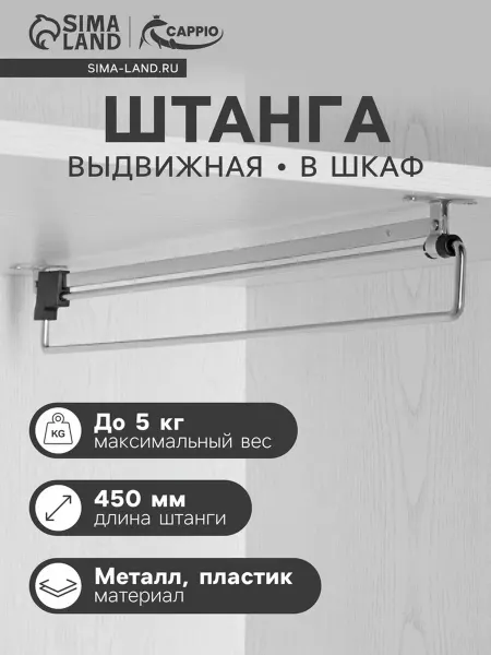 Выдвижная штанга для шкафа 450 мм CAPPIO Light