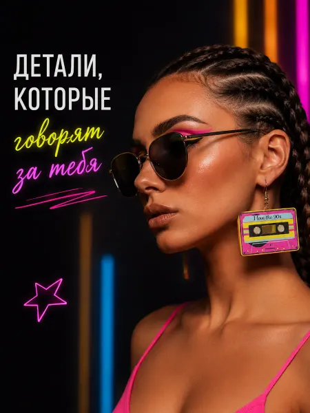 VYBZ JEWELLERY Серьги большие пластиковые в стиле 90-х яркие