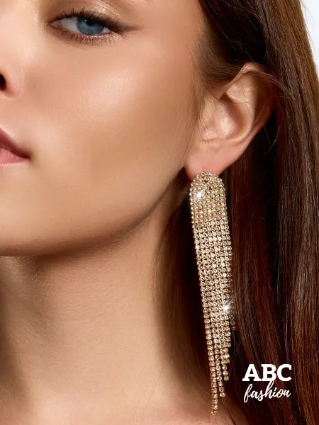 ABC Fashion Серьги бижутерия длинные вечерние со стразами