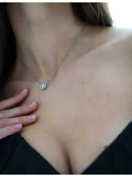 Bijou Подвеска квадрат с камнем в серебре