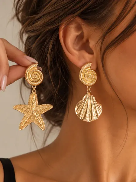 Impulse Jewelry Серьги бижутерия крупные объемные ракушки пусеты
