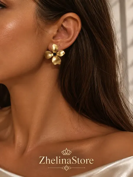 Zhelinastore Серьги бижутерные золотые цветы