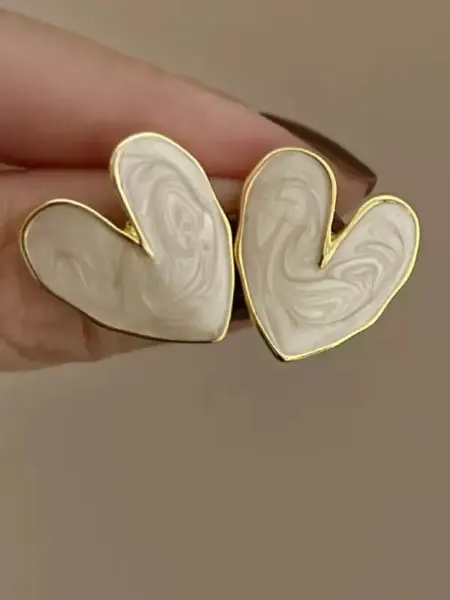 YAccessories Серьги сердечки перламутровые бижутерия