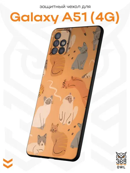 OWL369 Чехол на Samsung A51 4G с принтом Котики
