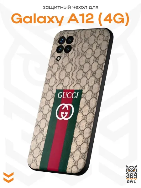 OWL369 Чехол на Samsung A12 с принтом в стиле Gucci