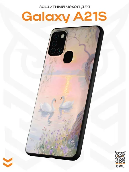 OWL369 Чехол на Samsung A21S с принтом Лебеди
