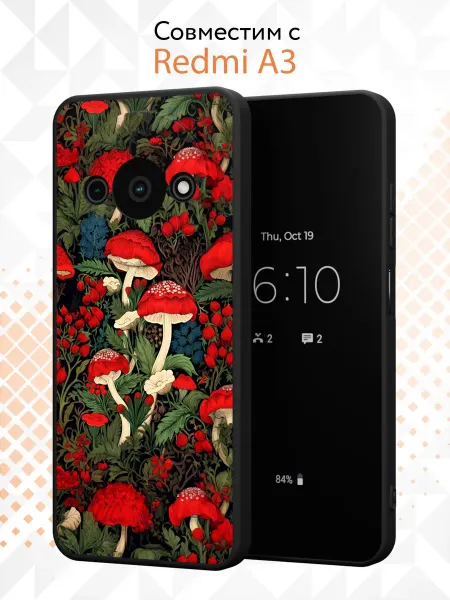 Kvinix Чехол на Xiaomi Redmi A3 с принтом Мухоморы