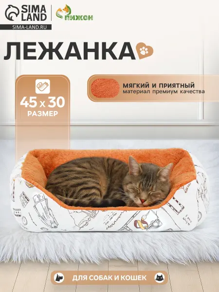 Пижон Лежанка для кошек, двухсторонняя подушка, 45×30×15 см