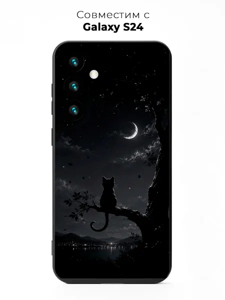 Vip Case Чехол на Samsung Galaxy S24 Ночной Черный Кот