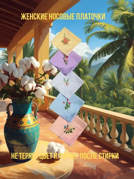 Альбидэй Носовые платки женские набор 5 шт