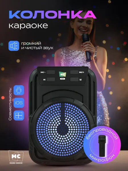 More Choice Колонка беспроводная bluetooth музыкальная с микрофоном