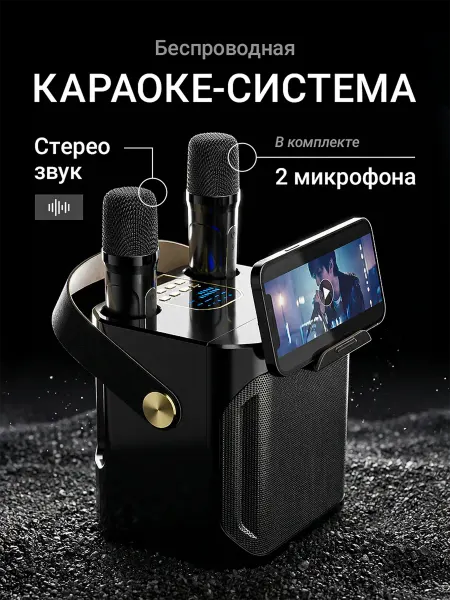 ELLA Караоке колонка с двумя микрофонами беспроводная музыкальная