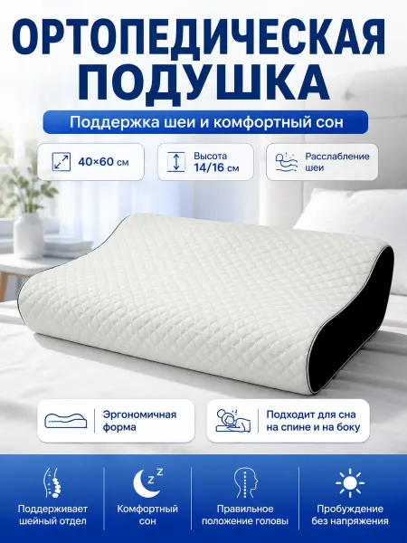 Ортопедическая подушка для сна 40х60 см