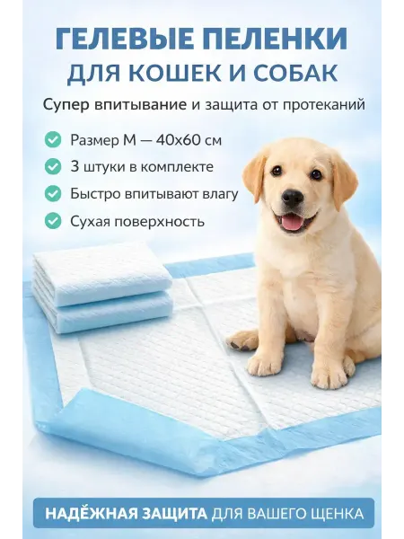 Пятилистник Пеленки для собак одноразовые впитывающие 45х60 3 шт