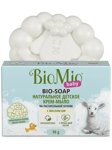 Туалетное крем-мыло детское BIOMIO BABY с маслом Ши 0+, 90г x 3 упаковки