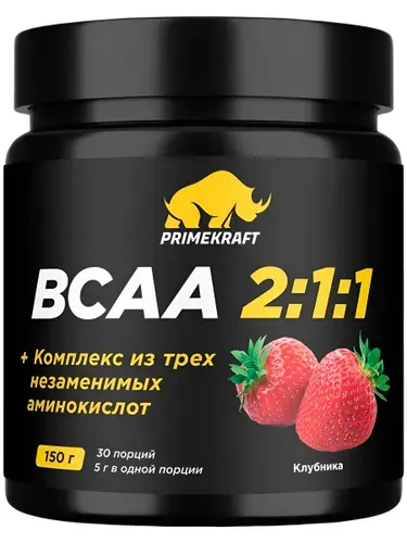 Аминокислоты PRIMEKRAFT BCAA 2:1:1, клубника, 150 г.