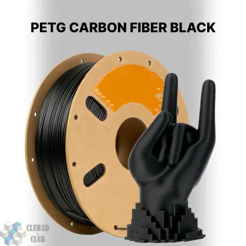 Carbon Fiber PETG CF пластик (Filament Пруток) CLUB3D PRO - Черный (Black) 1KG (1,75мм)
