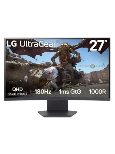 LG 27" Монитор (27GS60QC-B), VA, 2560x1440 2K, 180 Гц, Изогнутый экран, черный