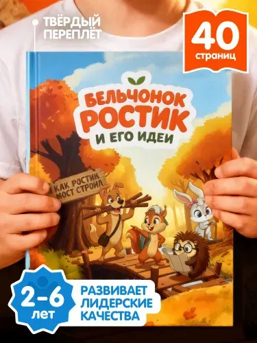 Детская книжка, "Бельчонок Ростик и его идеи", 2-6 лет