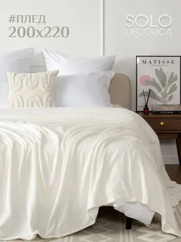Плед 200х220 на кровать, велсофт, Solo Decorica