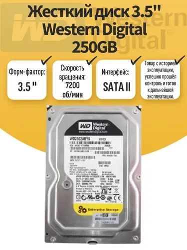 Western Digital 250 ГБ Внутренний жесткий диск, 3.5", 7200 об/мин, SATA II