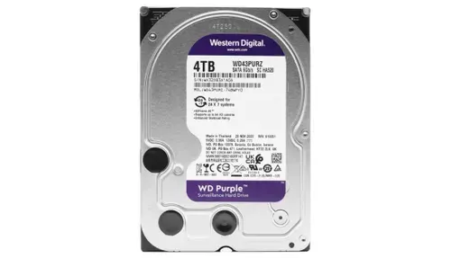 Western Digital Внутренний жесткий диск, 3.5", SATA III 6 Гбит/с (4 ТБ Жесткий диск WD Purple WD40PURZ)